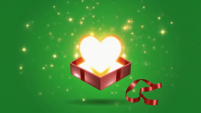 Surprise Heart Gift Box with Gift Ribbon and Sparkling Lights heart shaped gifts