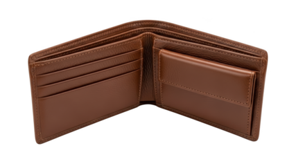 Open Brown Leather Bifold Wallet With Card Slots accessory