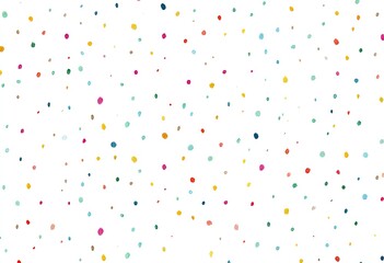 Colorful, random dots scattered across a white background with variable spacing