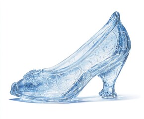 Naklejka premium Light-blue, glass Cinderella slipper