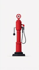Fototapeta premium A vintage red petrol pump standing elegantly, symbolizing classic fuel history.