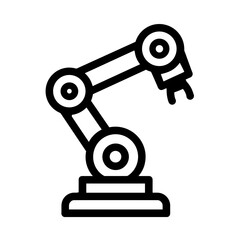 Minimalist robotic arm industrial automation vector icon