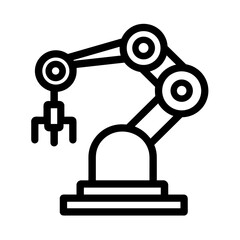 Minimalist robotic arm industrial automation vector icon