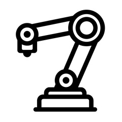 Minimalist robotic arm industrial automation vector icon