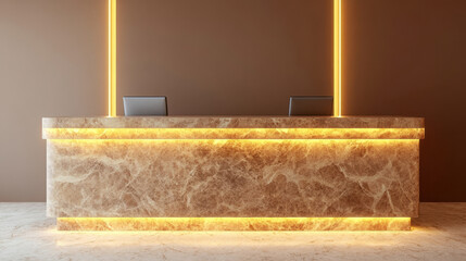 Real estate office reception counter mockup front interior registration copy space desk design indoor decoration front view decoration three-dimensional