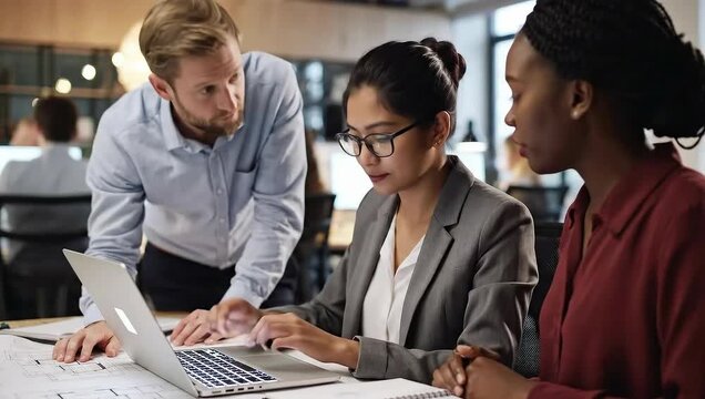 Diverse Team Meeting, Collaboration, Business People, Office