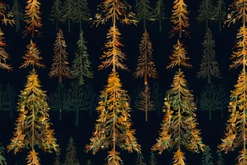 Seamless Forest Tree Pattern Illustration,Generative AI