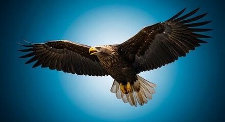 Obraz premium Majestic Eagle Soaring Through the Azure Sky.