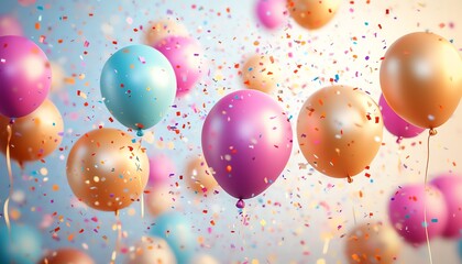 Highend 3D illustration of  Happy New Year 2026  with bright colorful balloons