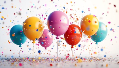 Highend 3D illustration of  Happy New Year 2026  with bright colorful balloons