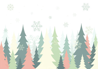 Soft Pastel Winter Forest with Snowfall