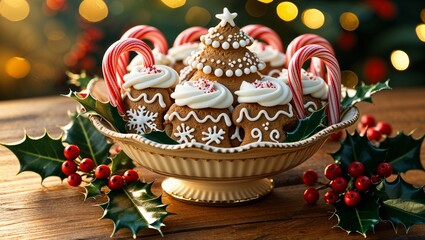 christmas cake with christmas decorations