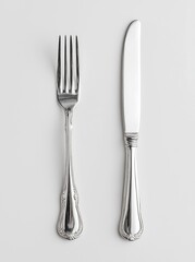 Vintage silver cutlery fork and knife setting