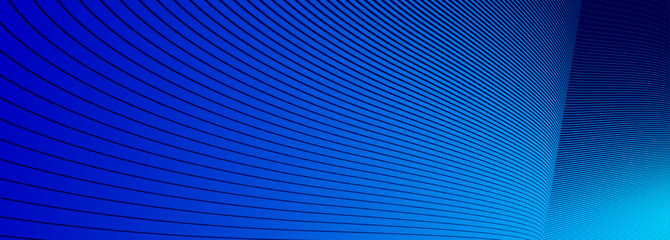 Blue lines in 3D perspective vector abstract background, dynamic linear minimal design, wave lied pattern in dimensional and movement.