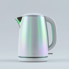 Iridescent white electric kettle on a modern kitchen counter