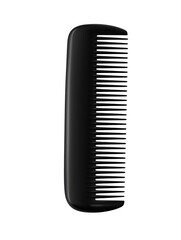 Black comb for hair styling and grooming on transparent background
