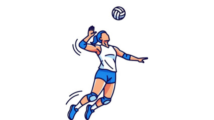 Obraz premium Woman playing volleyball hitting ball in air athlete