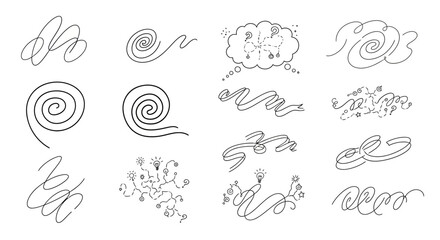 Collection of abstract doodle elements and scribbles.