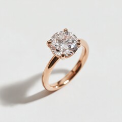 Solitaire diamond engagement ring with rose gold band