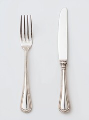 Silver fork and knife dining cutlery set