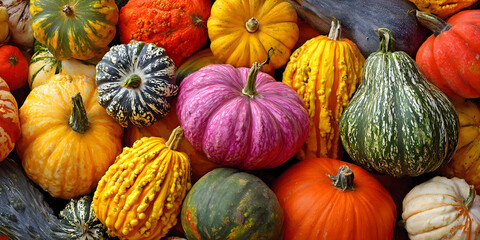 Harvest Harmony: A Medley of Gourds, ai generated.