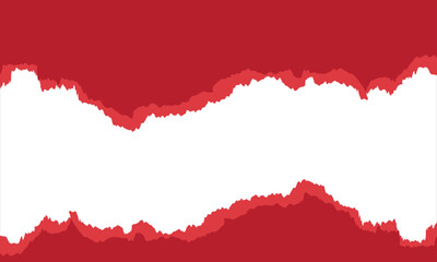 Red torn paper edge on white background. Rough red torn paper strip with an uneven ripped edge against a white background, useful for design overlays and creative layouts.

