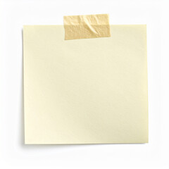 Sticky Note Mockup with Beige Paper and Tape on Blank Background