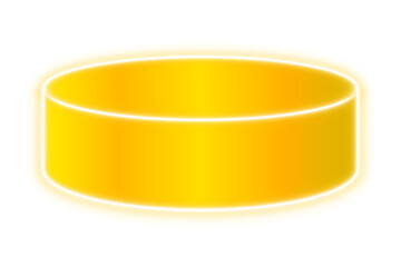 Bright yellow glowing round podium with modern 3d pedestal stage and cylinder platform for product presentation on transparent background