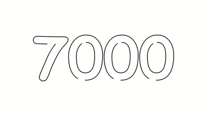 7000 date, number object business. One line drawing doodle hand drawn picture. Video 4k  object illustration, minimalism hand drawn sketch design modern new