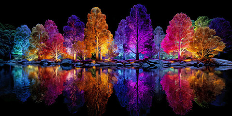 Reflections of Enchanted Light: Forest Dreamscape, ai generated.