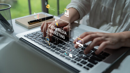 Social media marketing strategy with engagement metrics. Social marketing boosts media visibility....