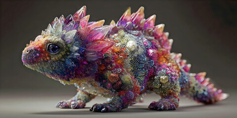Crystal Hatchling: Gem-Scaled Fantasy Beast, ai generated