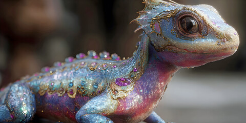 Crystal Hatchling: Gem-Scaled Fantasy Beast, ai generated