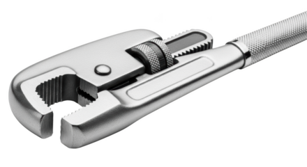 Silver adjustable pipe wrench with textured handle
