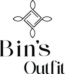 Vintage style logo for bins outfitters clothing brand with geometric design elements