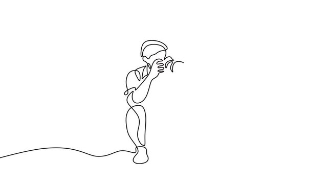 Minimalist Vector Illustration of a Photographer Capturing the Perfect Shot with a Camera