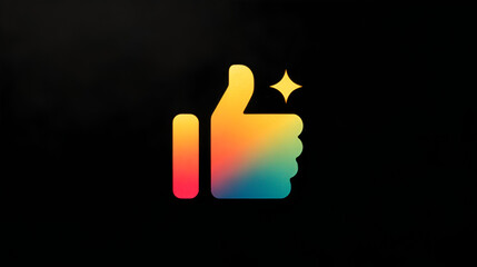 Vibrant thumbs up icon with sparkling highlight against a deep symbolizing approval and positive feedback