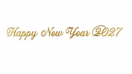 Elegant golden happy new year 2027 text on white background