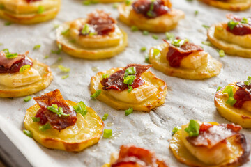 Potato Patty Appetizer with Brie, Cranberry Jam, and Bacon – Holiday Finger Food