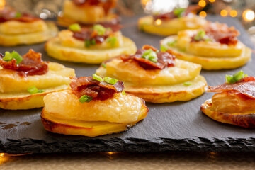 Potato Patty Appetizer with Brie, Cranberry Jam, and Bacon – Holiday Finger Food