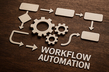 Obraz premium Workflow automation illustration for the concept of business process automation.