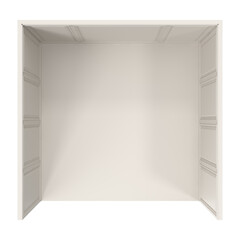 Empty room interior with white walls and decorative molding, top view