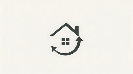 Minimal vector design of house within circular arrow, property cycle concept