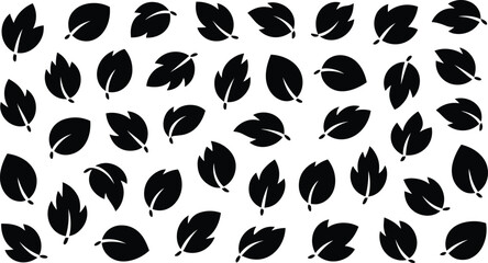 Leaf silhouette vector, botanical pattern design, black foliage icons, natural shape illustration, cad drawing flat vector illustration