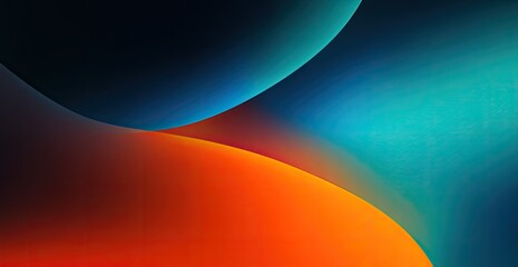 Abstract curves of dark teal, orange, red, and blue create an interplay of light