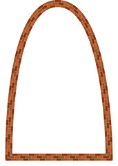 Parabolic Arch window door brick brickwork brown border picture frame vintage retro antique handcraft framework architecture decorative element isolated background 