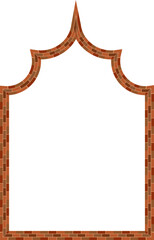 Tented Archwindow door brick brickwork brown border picture frame vintage retro antique handcraft framework architecture decorative element isolated background 