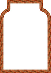 Shouldered Arch bwindow door brick brickwork brown border picture frame vintage retro antique handcraft framework architecture decorative element isolated background 