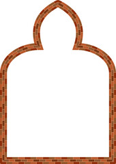 Pointed Trefoil Arch window door brick brickwork brown border picture frame vintage retro antique handcraft framework architecture decorative element isolated background 