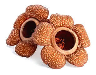 Two exotic flowers against white background